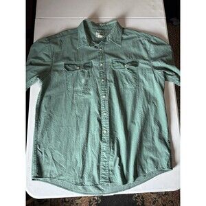LL Bean Short Sleeve Button Down Shirt Mens XL Regular Green Camping Outdoor